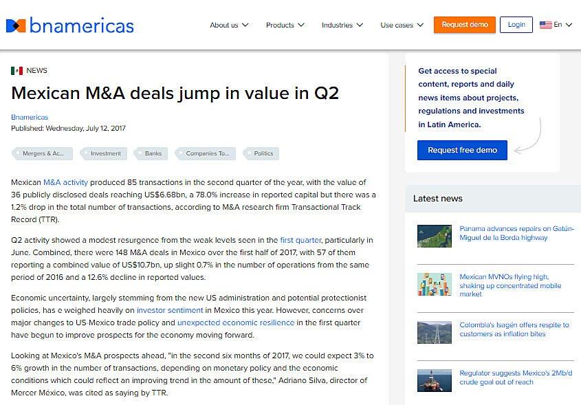 Mexican M&A deals jump in value in Q2